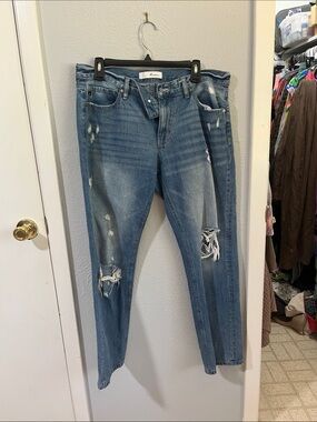 KanCan Light Blue Slim Straight Distressed Jeans